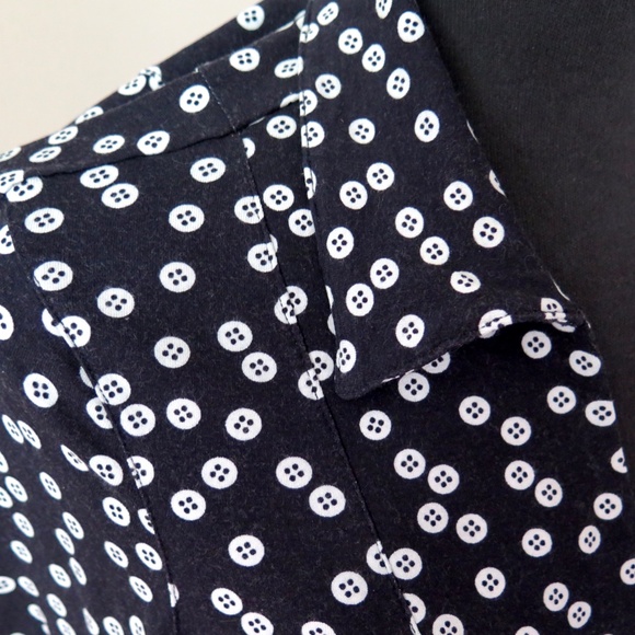 Hobbs Navy Button Print Jersey Dress, Tie Waist - Picture 3 of 13
